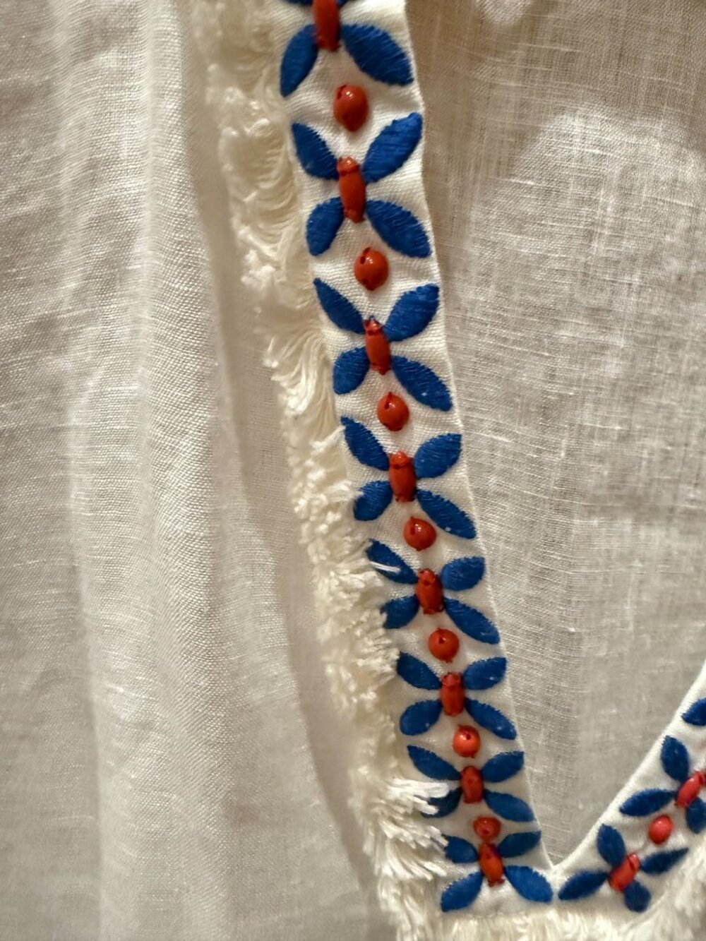 Tory Burch Embellished Linen Beach Cover-up Tunic, SZ XL - Picture 3 of 5